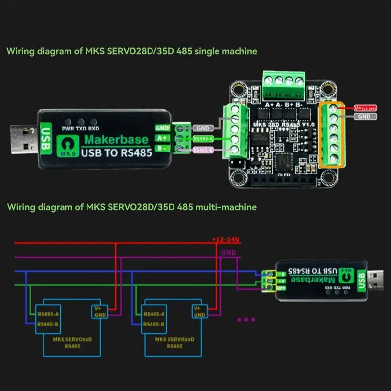 N34R-Makerbase MKS SERVO NEMA11/NEMA14 Open Loop Stepper Motor Driver RS485 Communication For CNC 3D Printer Gen-L FOC System
