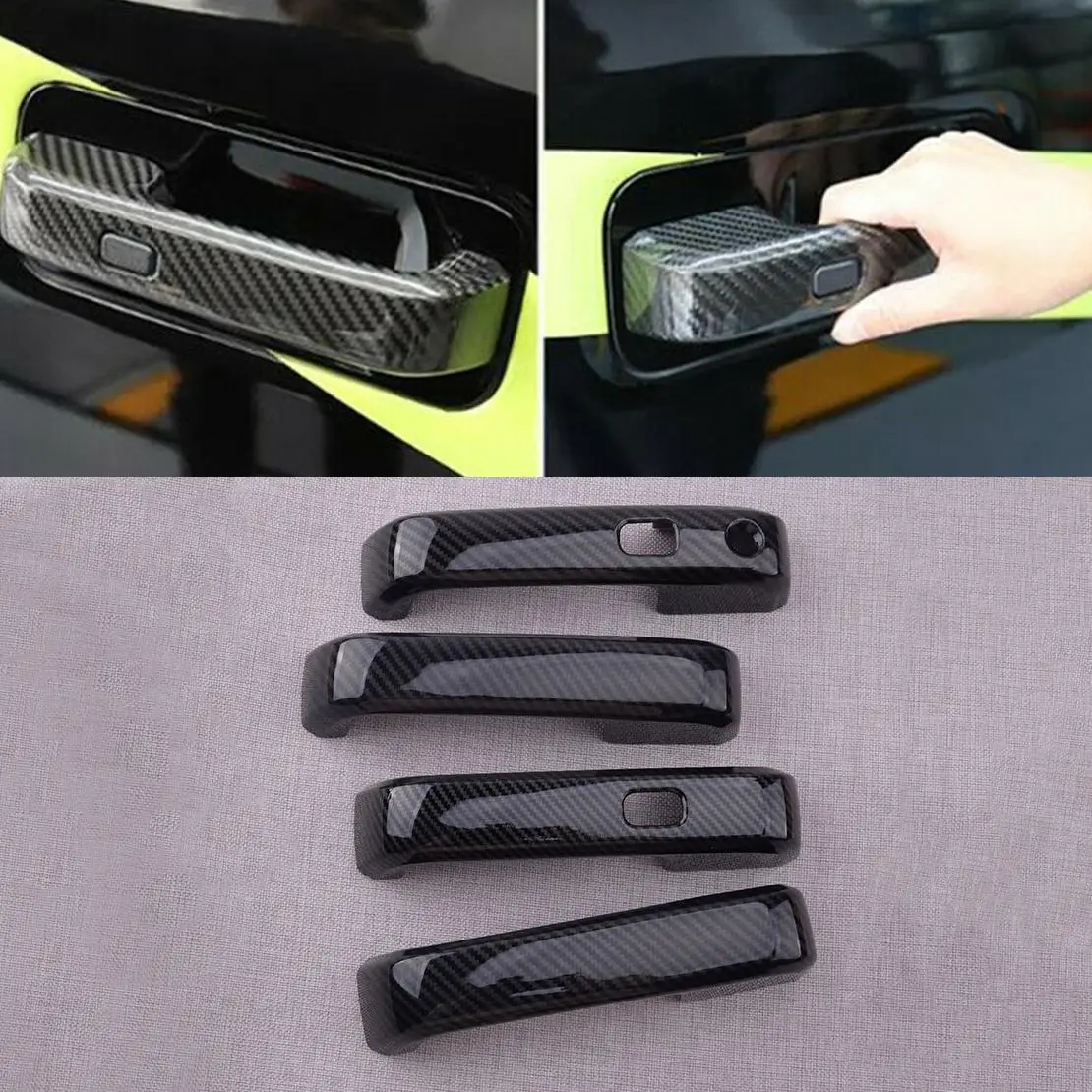 

4pcs Carbon Fiber Texture Exterior Door Handle Cover Trim fit for Ford F-150 F150 2015 2016 2017 2018 2019 2020