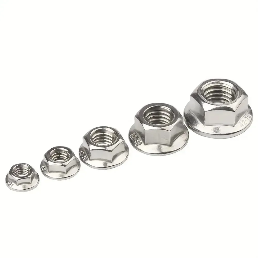 120-piece set of M3/M4/M5/M6 stainless steel hex flange nuts, flange nuts, machine parts, home repair, outdoor construction.