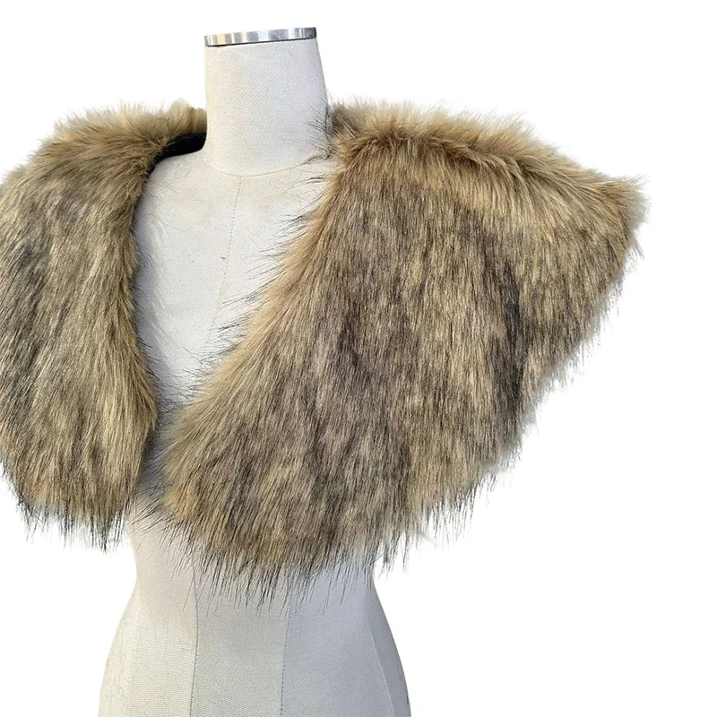 Medieval Faux Fur Collar Cape Unisex Shoulder Wrap for Pirate, Hunter, Viking Costumes | Halloween Cosplay Accessory