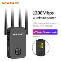 1200Mbps 2.4G&5G WiFi Repeater Smart OLED Home Wireless Extender 4*3dBi High Power Antenna Signal WiFi Range Amplifier Router/AP