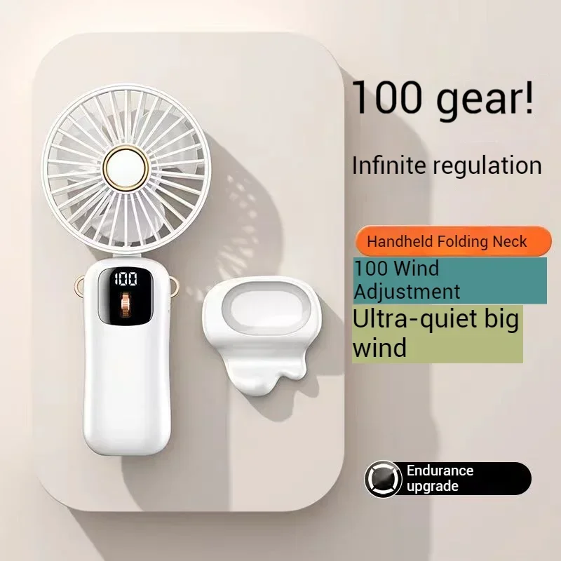 Mini Fan Type-C Rechargeable Portable Handheld Fan,  4000mAh Battery Operated Fan with LED Display, 90 °   Foldable , 5 Speed Wi