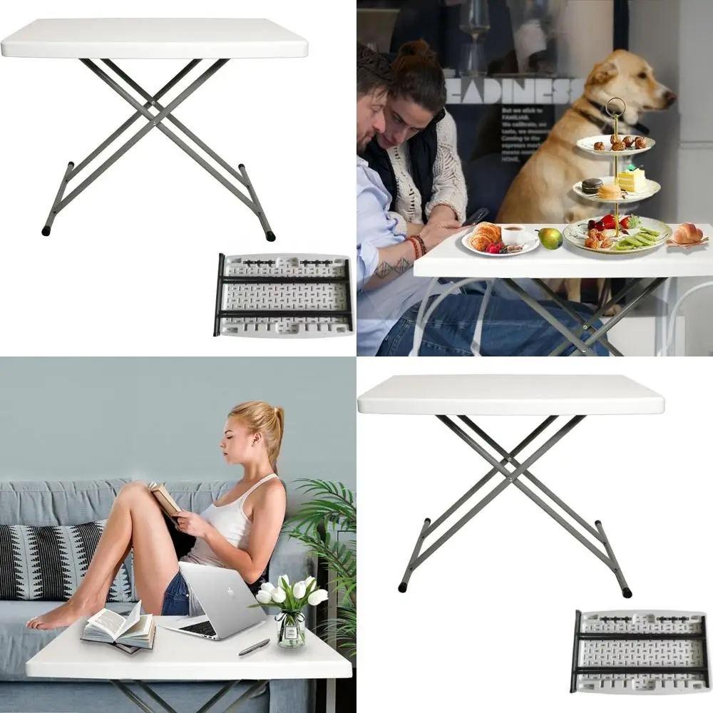 

Portable Adjustable Height Folding Table, Compact and Multifunctional, White, 20x30