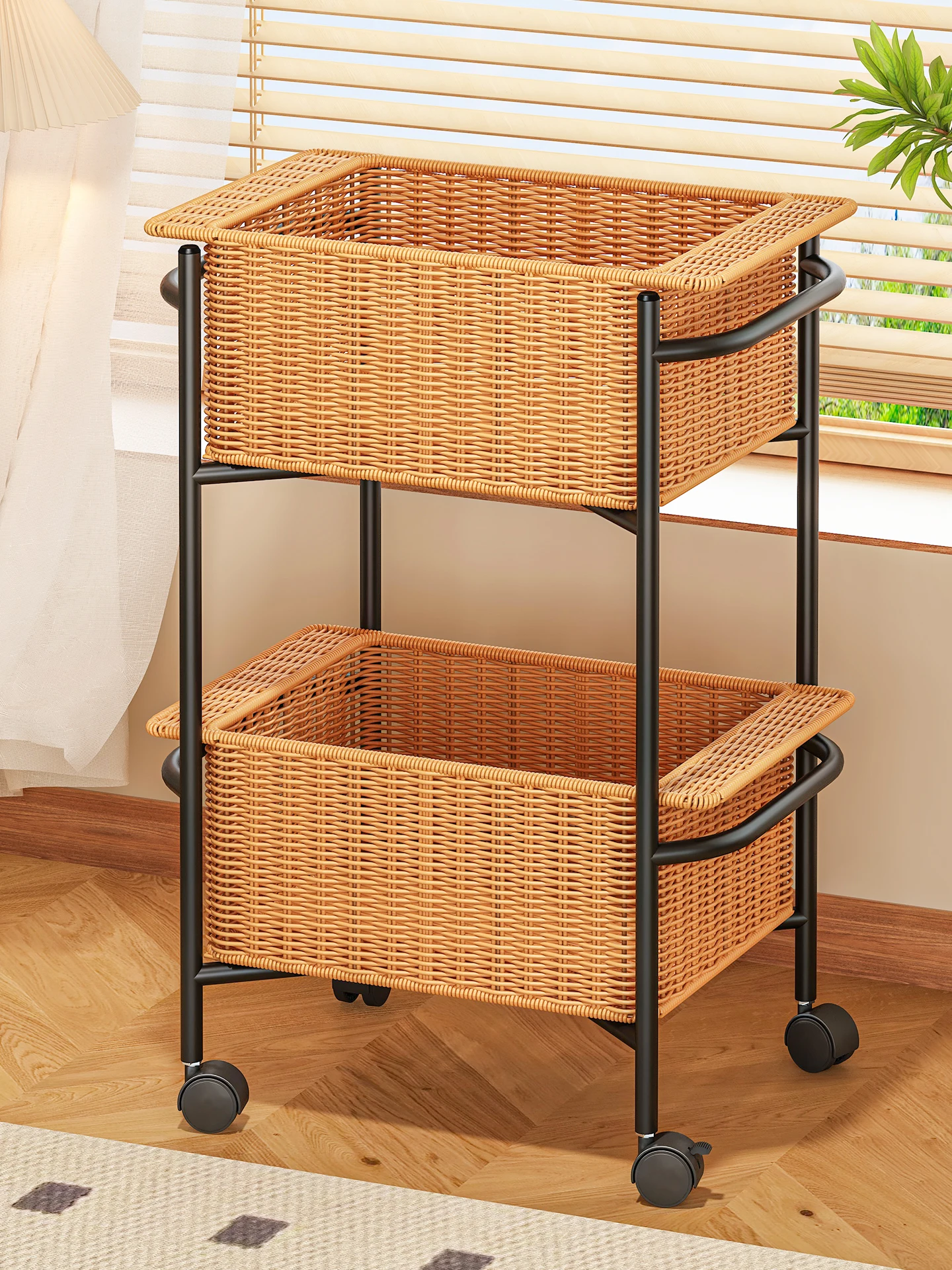 

Living room rack, snack trolley, storage rack, floor-to-ceiling layered storage cart