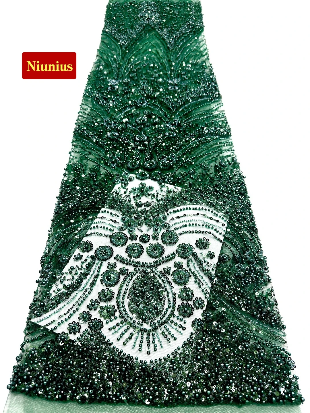 

2026Luxurious Soft Austria Mesh Beaded Lace Fabric with Stones Elegant High-Quality Tube Lace for Wedding&Evening Dress NN5986_R