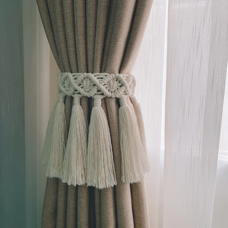 Macrame Curtain Tie Curtain Straps Tassels Hand-woven Cotton Rope CurtainTie Backs Curtain Accessories Hanging Wall Boho Decor