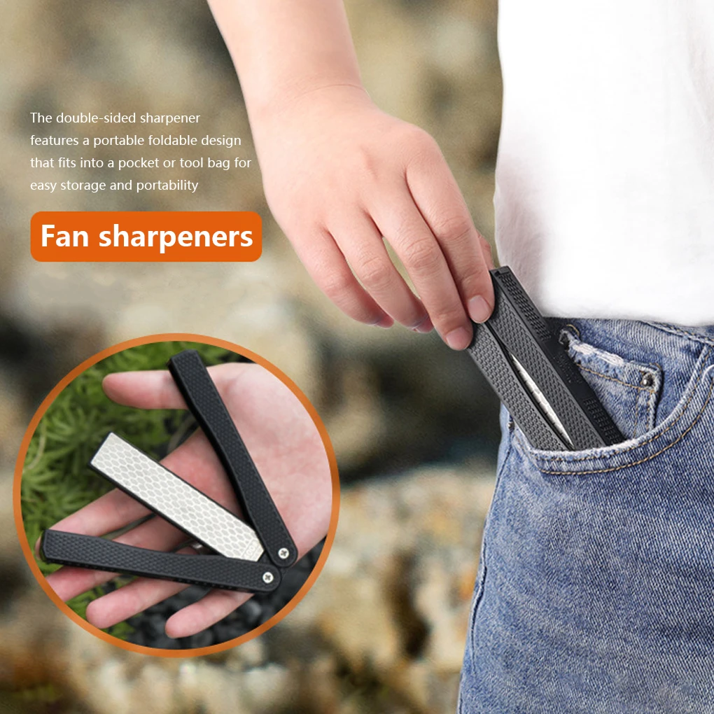 Double Sided Folded Pocket Sharpener Diamond Knife Sharpening Kitchen Handheld Whetstone Household Tools Home for Hiking