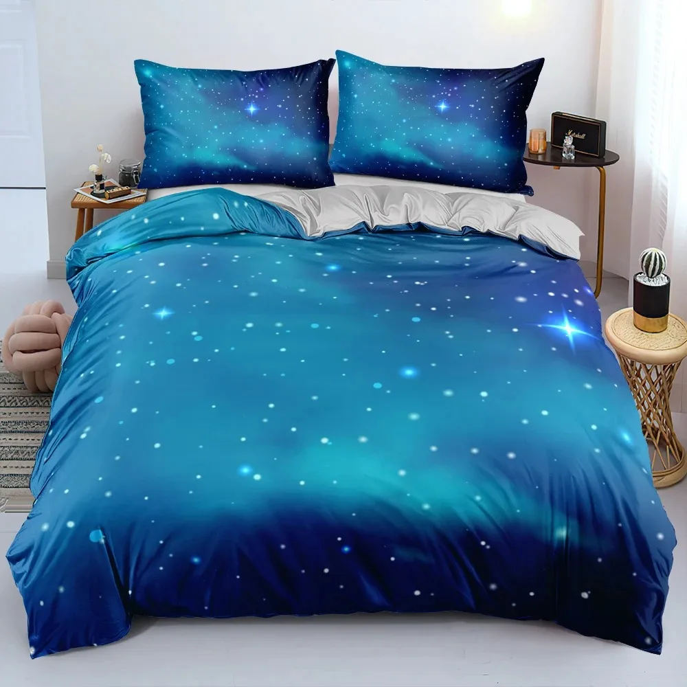 

Luxury Galaxy Dark Blue Bedding Set Twin Full Queen King Size DuvetQuilt Cover Set Shining Stars Starry Sky Comforter Cover