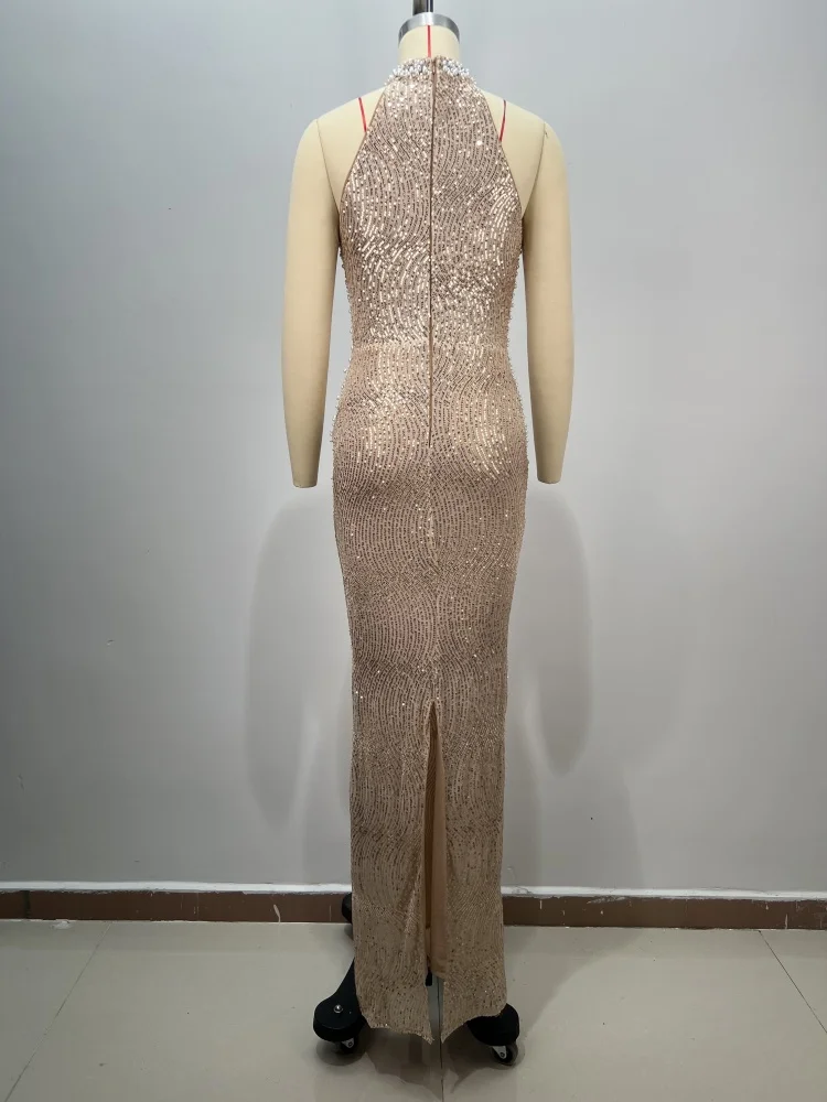 Suknia wieczorowa z przezroczystej siateczki, długa, syrenka, z błyszczącymi dżetami, na studniówkę, formalna, na imprezę, kolekcja 2025, zdobiona dżetami, couture, vestidos.