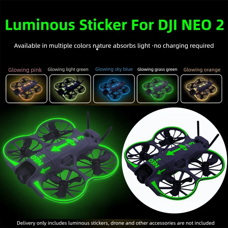 Pegatina luminosa para decoración de Dron DJI Neo2, película protectora de piel para seguridad nocturna NEO2, calcomanías de advertencia de vuelo geniales, accesorios