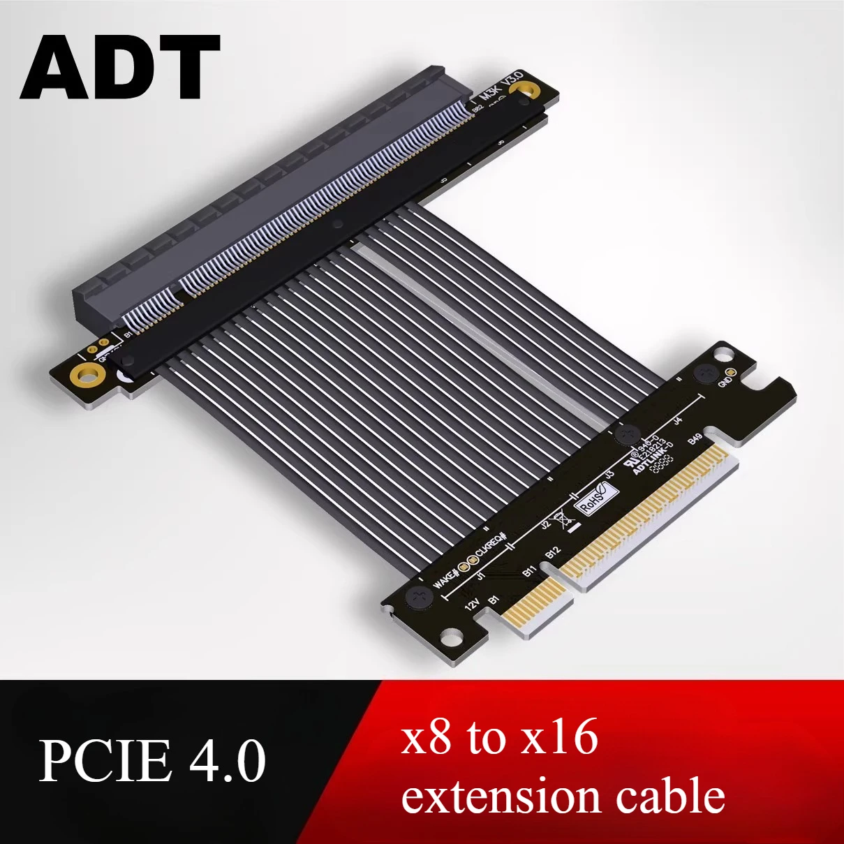 

ADT PCI-E 4.0 x8 adapter x16 extension cable compatible with AMD nVIDIA graphics card K83SF M83JK-SF