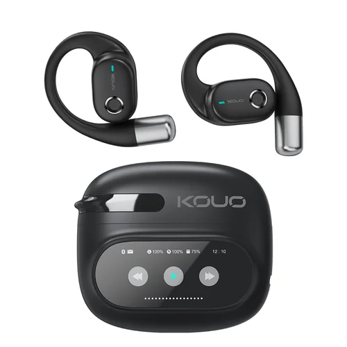 KOUO Auriculares Bluetooth abiertos 164 idiomas Auriculares con traductor en tiempo real Auriculares inalámbricos para viajes Aprendizaje Deportes Juegos