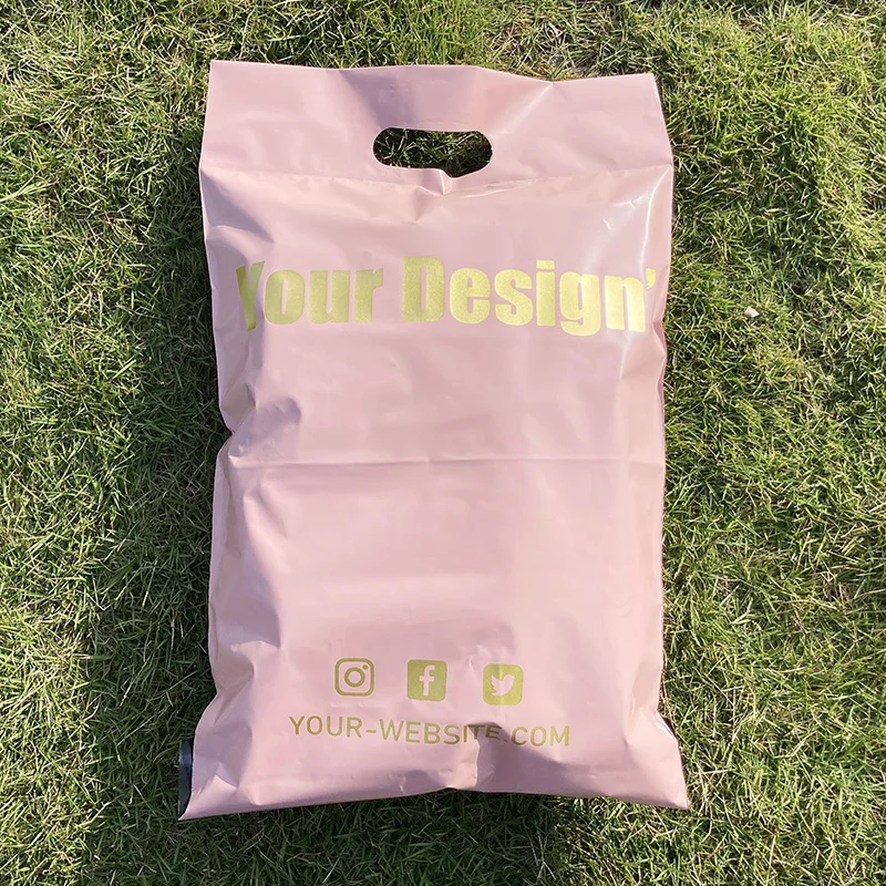 100 Custom Pink Mail bags With Handle Shipping Bag With Your Logo High Qulity Mailer bags Custom Postage Bag