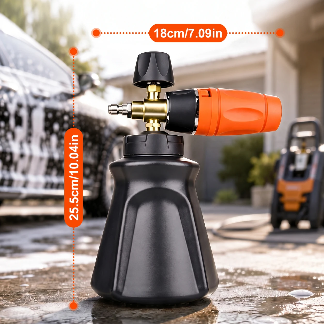 Pressure Washer Foam Cannon Snow Foam Lance 1L Bottle,  360° Adjustable Nozzle, Car Wash Foam Sprayer, with 1/4" Quick Connector view 6