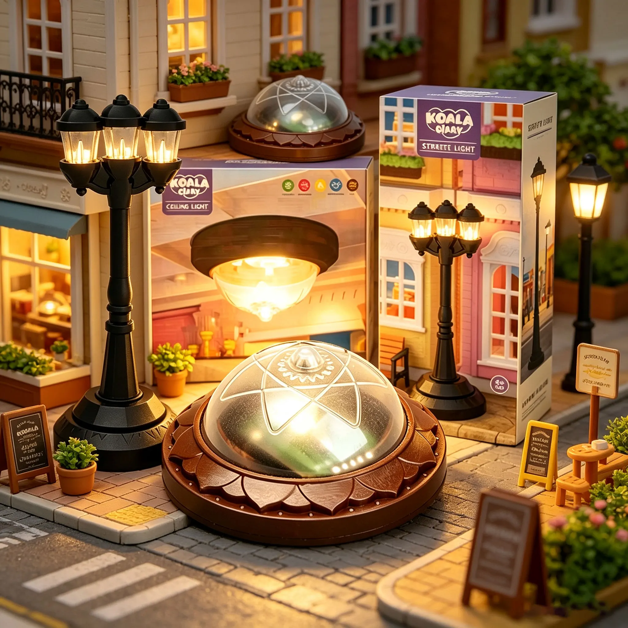 1/12 Dollhouse Koala Miniature Model Lighting Park Simulation Street Light Ceiling Lamp Accessories Mini Ornament Scene Girl Toy