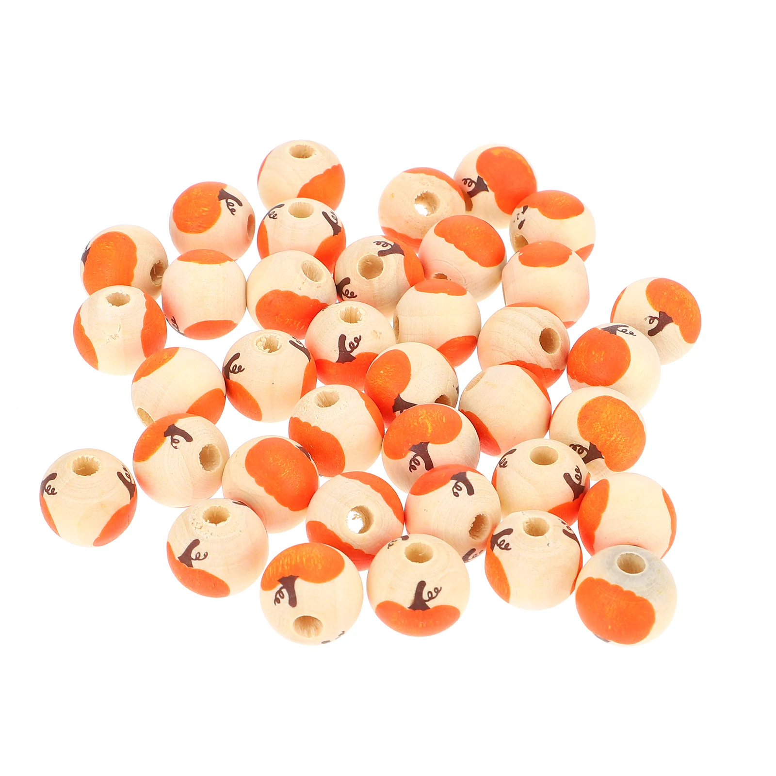 

100 Pcs Pumpkin and Hemp Rope Tassel Accessories Beads DIY Orange Bracelet Hemu Small Wood for Crafts