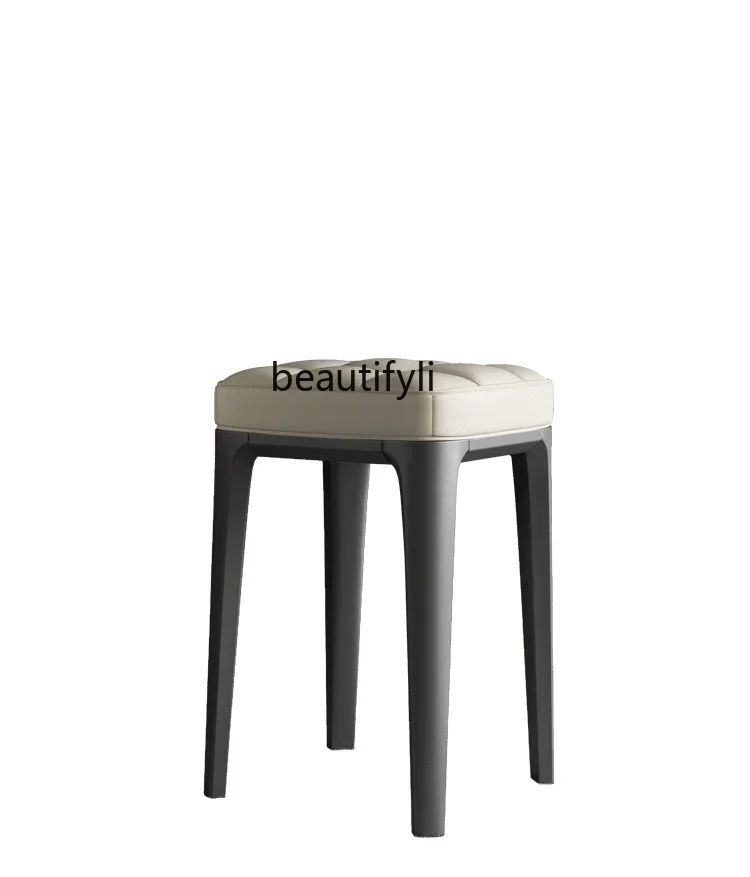 Asmt09 High-End Dining Chair  Stackable Soft Upholstery Leather Stool Modern Simple Solid Wood Dining Stool Dressing Table Chair