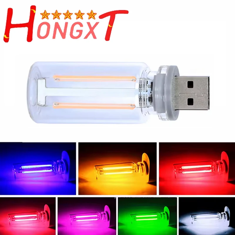 Touch Dimming USB LED Filament Glass Bulb 5V Retro Edison Bulb Night Light Car Decoration Incandescent Eye Protection Lighting