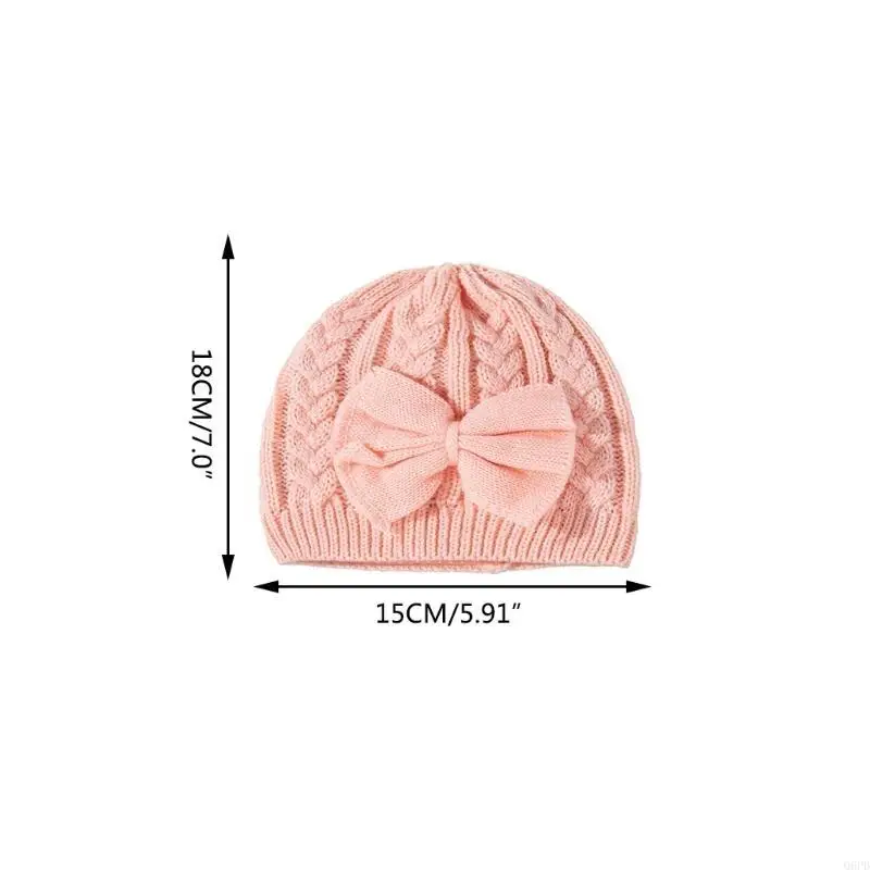 Cappello lavorato a maglia in unita Cappello lavorato a maglia con fiocco per bambini Casual all'aperto Autunno e inverno