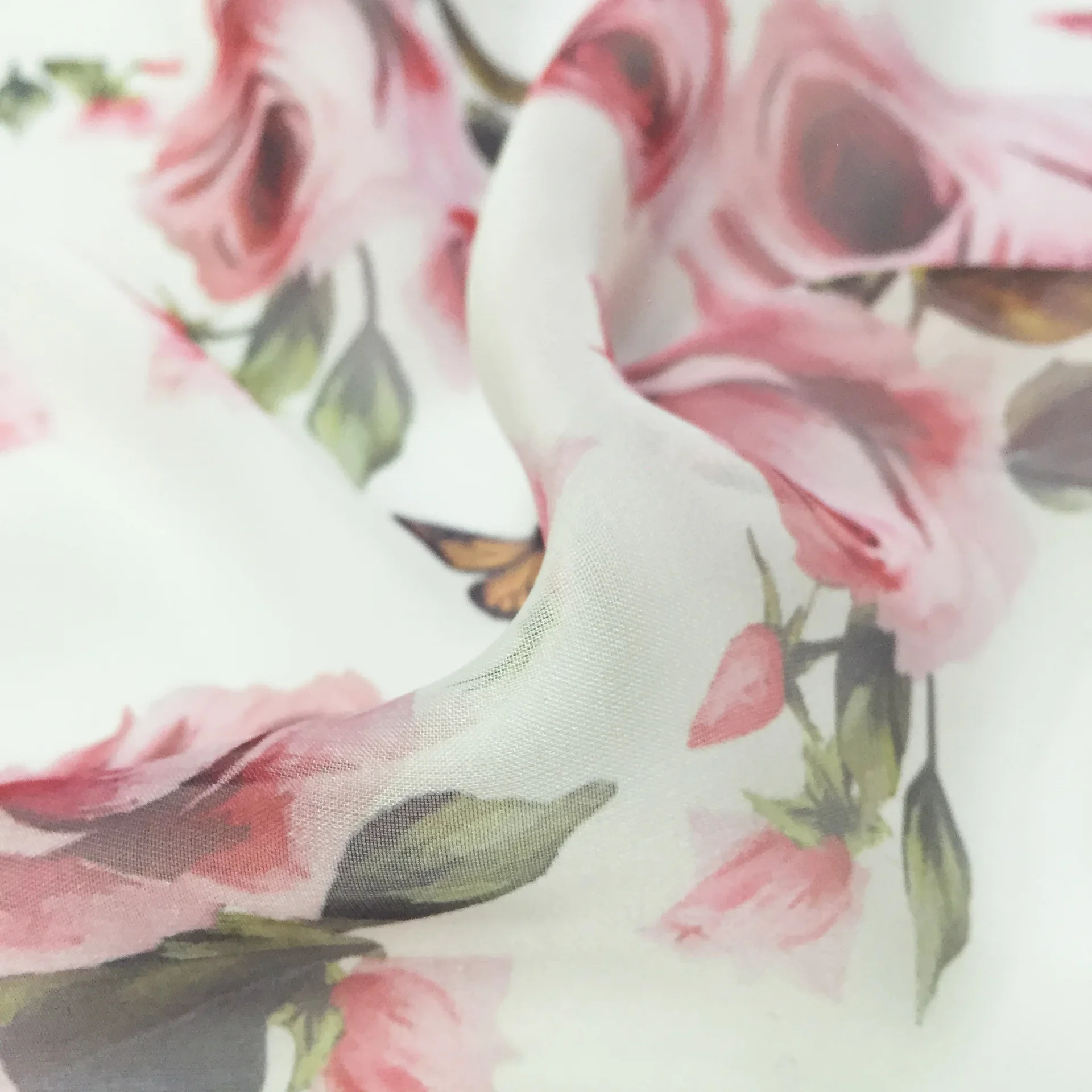 Thin Chiffon Printed Fabric Spring Summer D Brand Home Hand-painted Rose Diy Sewing Material Cloth Home Textile