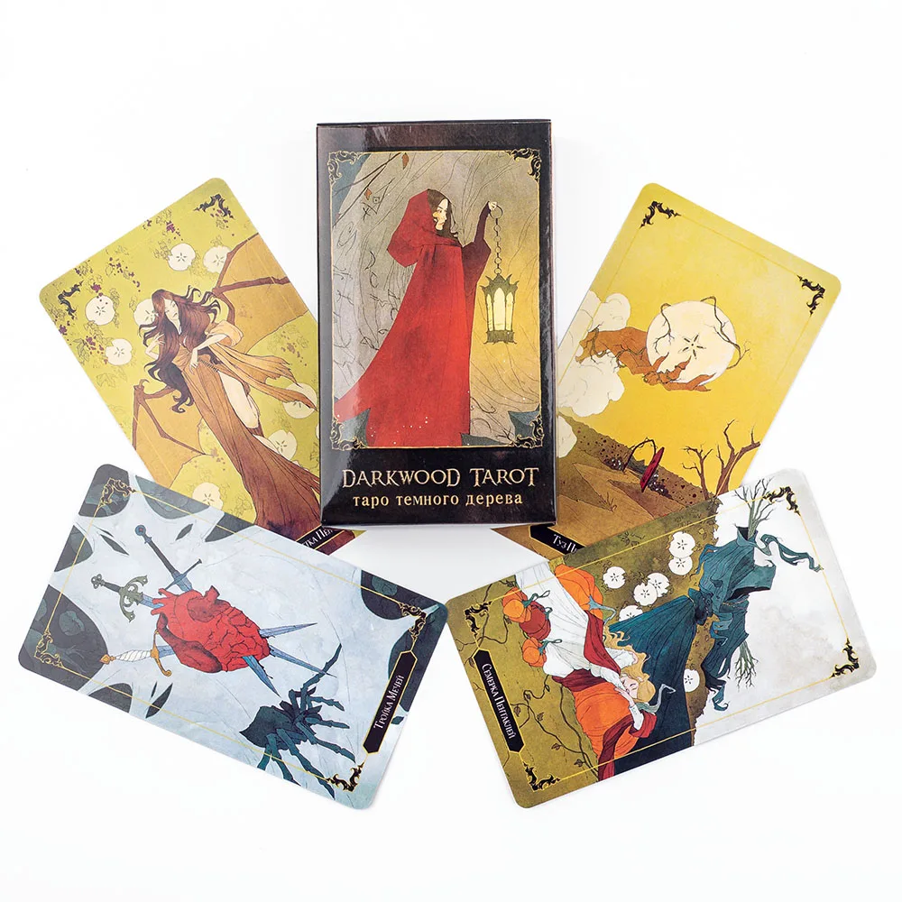 

Таро Darkwood (Таро темного дерева) 78 карт, Русское Таро Visions, карточная игра для досуга и развлечений, колода для семейных встреч и гаданий