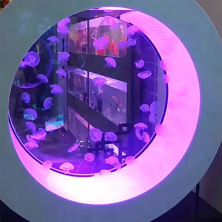 Fabulous Design Round Glass Fish Aquarium, Jellyfish All-in-one Fish Tank