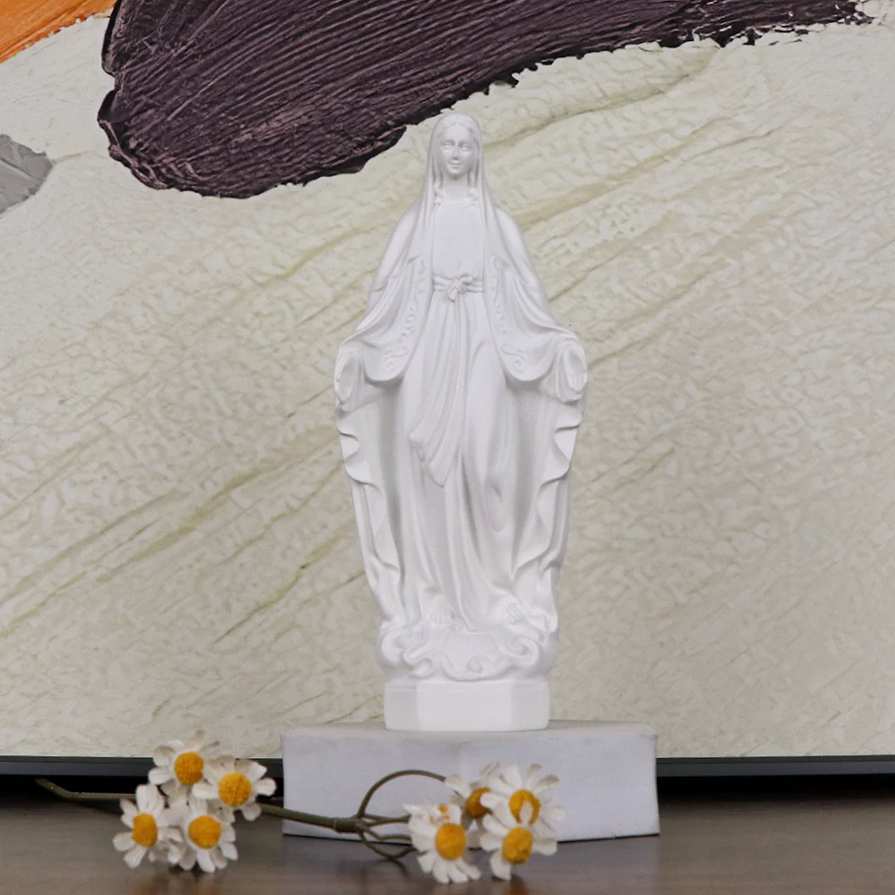 Bild der Heiligen Statue Unserer Lieben Frau Maria, Jungfrau-Statue aus Kunstharz, christliche katholische Dekoration, religiöses Gebet, Figur der Heiligen Familie – Detail 4