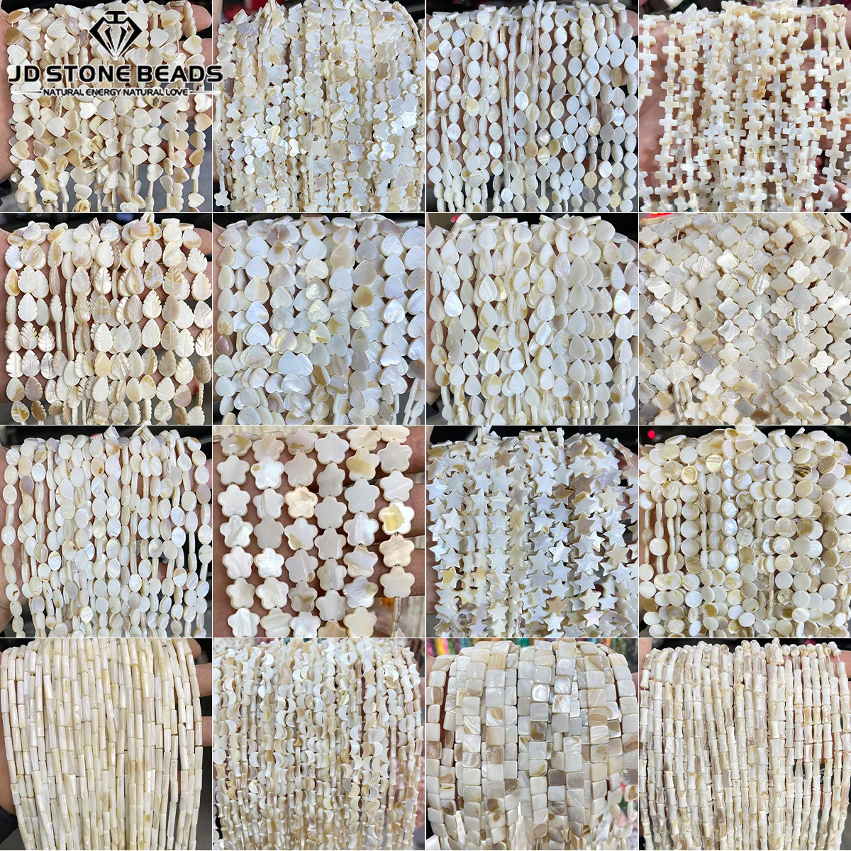 

Natural Shell Beads Four-Leaf Clover Star Heart Shape Loose Spacer Bead for Jewelry Making DIY Bracelet Necklace Accessories