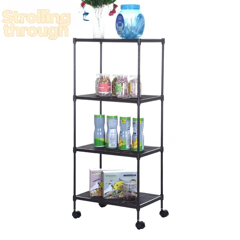 

Простая четырехъярусная полка для ванной комнаты и кухни из углеродистой стали с сетчатым дренажом, кованая железная полка для хранения.