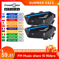 New Freedconn FX Motorcycle Intercom Wireless Bluetooth Helmet Headset FM Radio Commutator Music Share Headphone Hi Res Audio