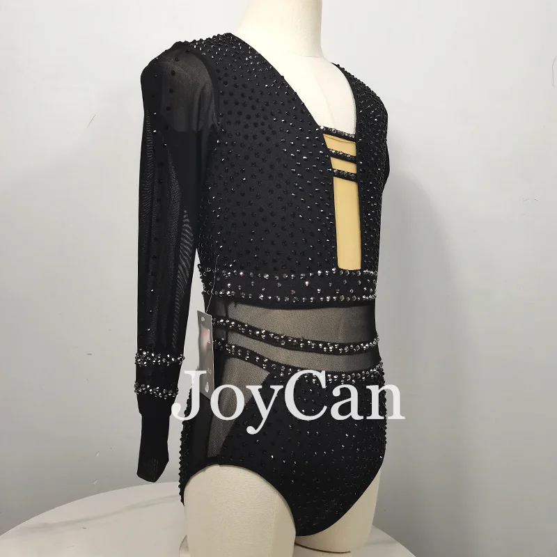 JoyCan Rhthmic Gymnastics Leotards Girls Women Black Spandex Elegant Dance Wear for Competitiion
