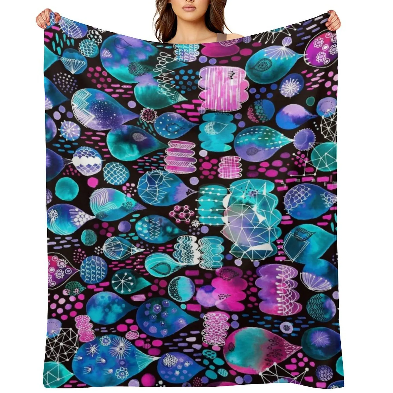 

Rainy dreams embroidery pattern Throw Blanket Vintage Luxury Hairy Nap Blankets