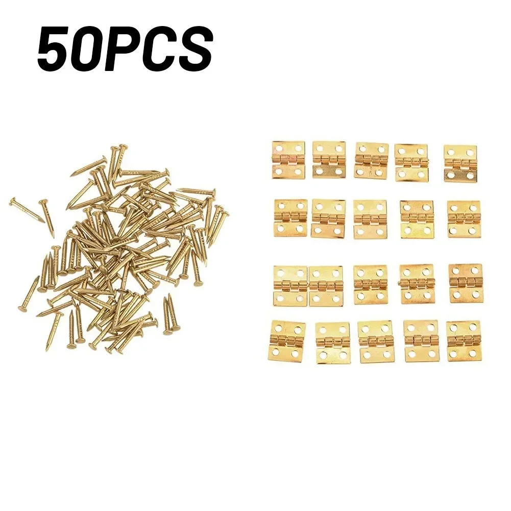 Hinge Unlock Your Creativity With 50 Mini Brass Hinges Perfect For DIY Craft Boxes Elegant Gold Finish 8*10mm Size