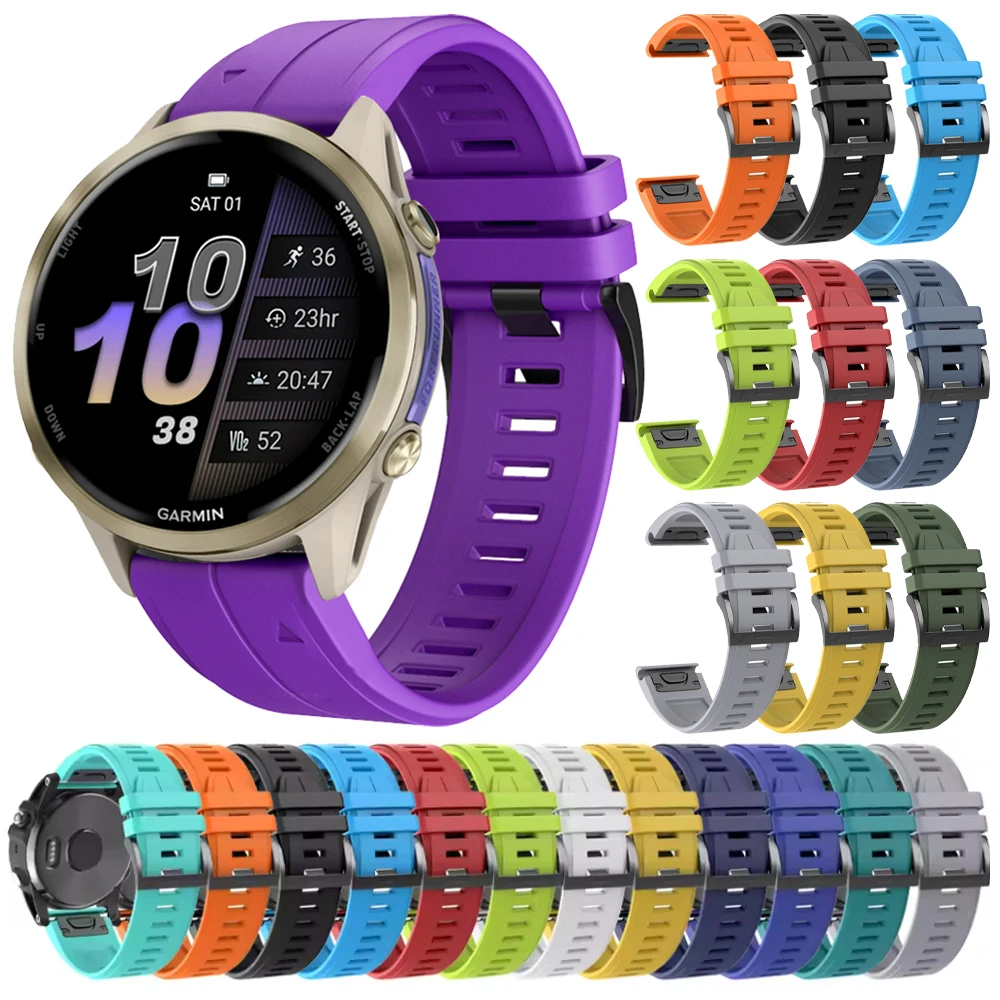 Bracelet de montre de sport à dégagement rapide, 26 22mm, pour Garmin Forerunner 970 965 955 Solar/Instinct 3 2X/Approach S70 S62 S60, bracelet en Silicone