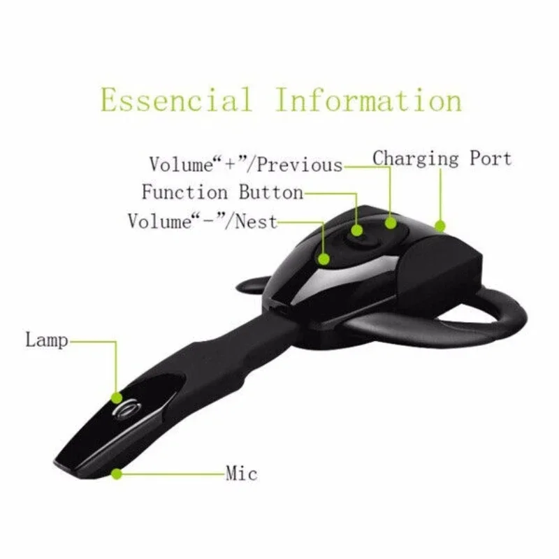 4.1 EX-01 Hanging Ear Bluetooth Headset Smart Wireless Handsfree Single Earphone Button Silica Gel Headphone with Mic for PS3