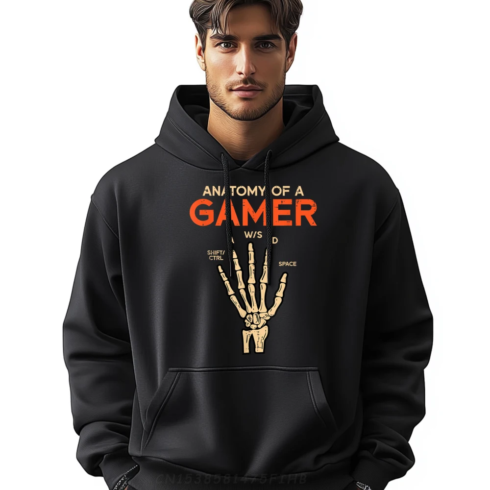 

Anatomy Of A Gamer Skeleton Hand Mens Long Sleeve Sweatshirt Normal Funky Hoodies Loose Pullover Sweater Discount Crewneck
