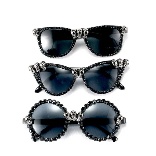 Imagen 1 del producto Gafas de sol de calavera gótica Halloween Navidad Ojo de gato Cristal Punk Gafas de sol