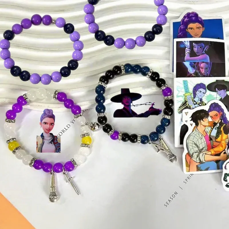 

y2k Kpop Anime hunterCouple Bracelet Custom - Rumijinu, Lucky Knot,Handmade Gift, Devil Charm