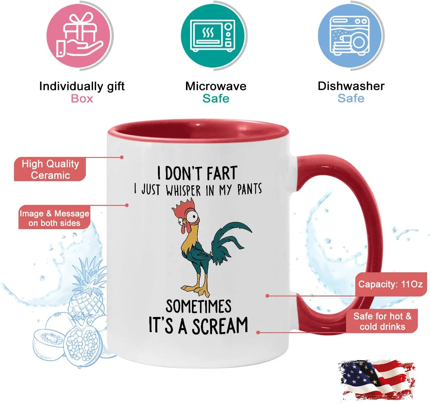 Funny Rooster Mugs with Handle, Tea, Milk, Coffee Cups, Creative Humor Drinkware, Personality Morph, Home Decor, Birthday Gifts