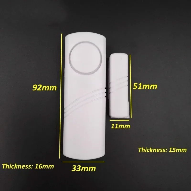 Independent Wood Door Alarm Sensor Window Detector with 90Db Buzzer Burglar Security Alarm System AAA Battery