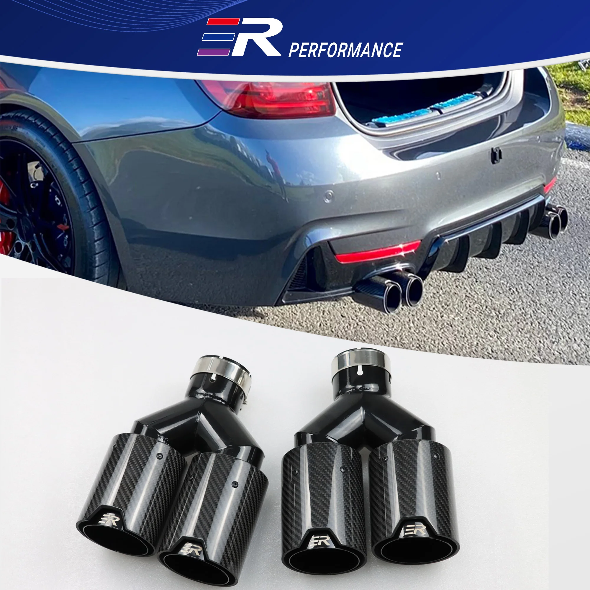 

ER Exhaust Tips Car accessories Upgrade Carbon Fiber Double Outlet Muffler pipe for BMW Series Modify Tailpipe nozzles