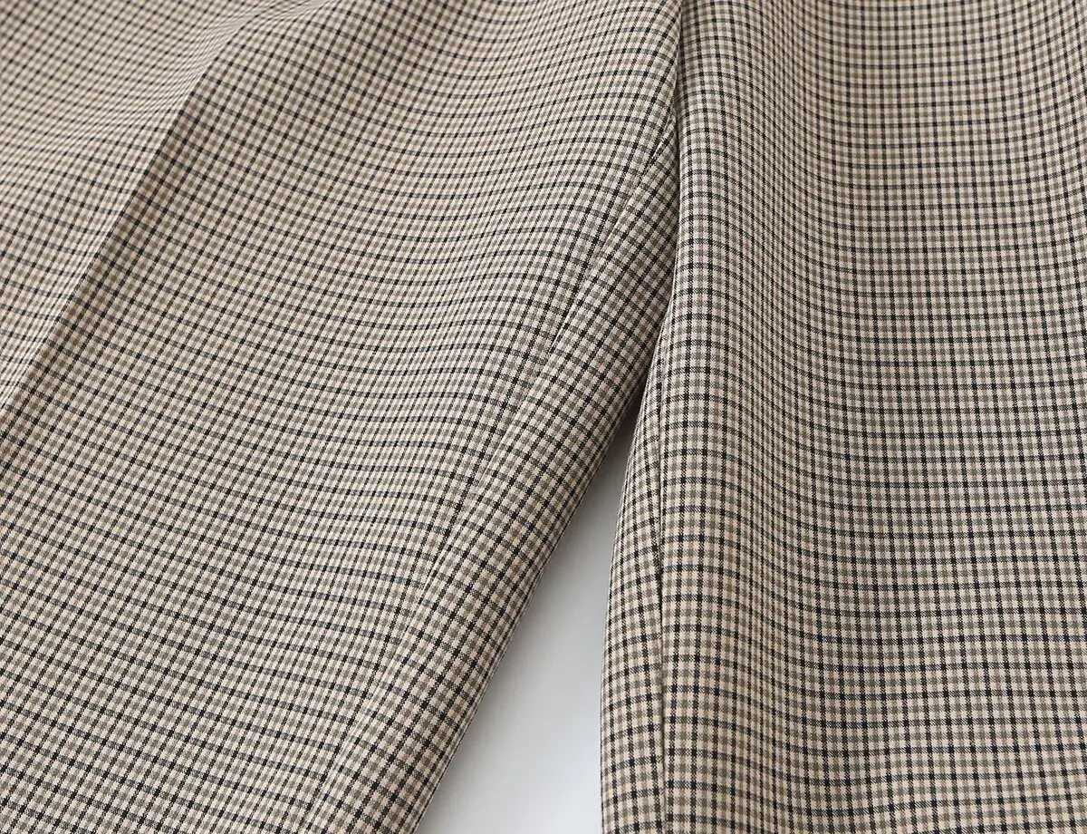 KONDALA Mode 2026 Damen Karierter Khaki-Herbstanzug O-Ausschnitt Zweireihige Weste + Gürtel Lange Hose Vintage Büro-Dame Schicke Sets – Detail 23