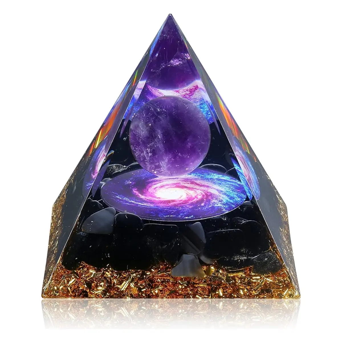 REST Orgone Pyramid, Orgonite &Obsidian Healing Crystal for Reduce Stress Reiki Healing Meditation Attracts Lucky