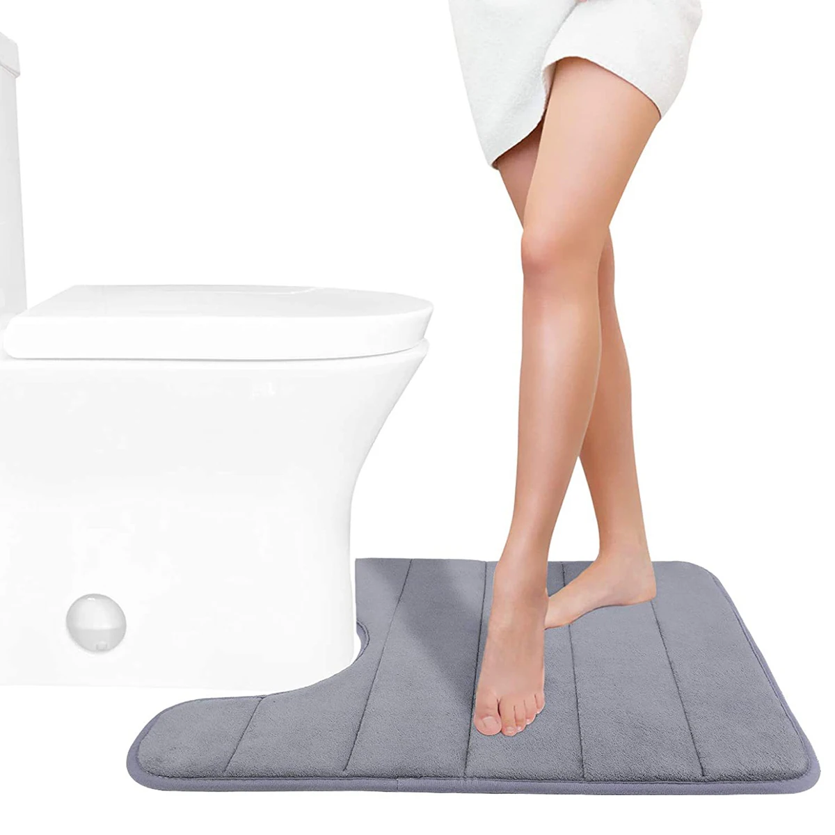 سجادة حمام كبيرة غير قابلة للانزلاق، سجادة حمام طويلة من إسفنج الذاكرة، سجادة حمام فائقة النعومة ماصة وقابلة للغسل