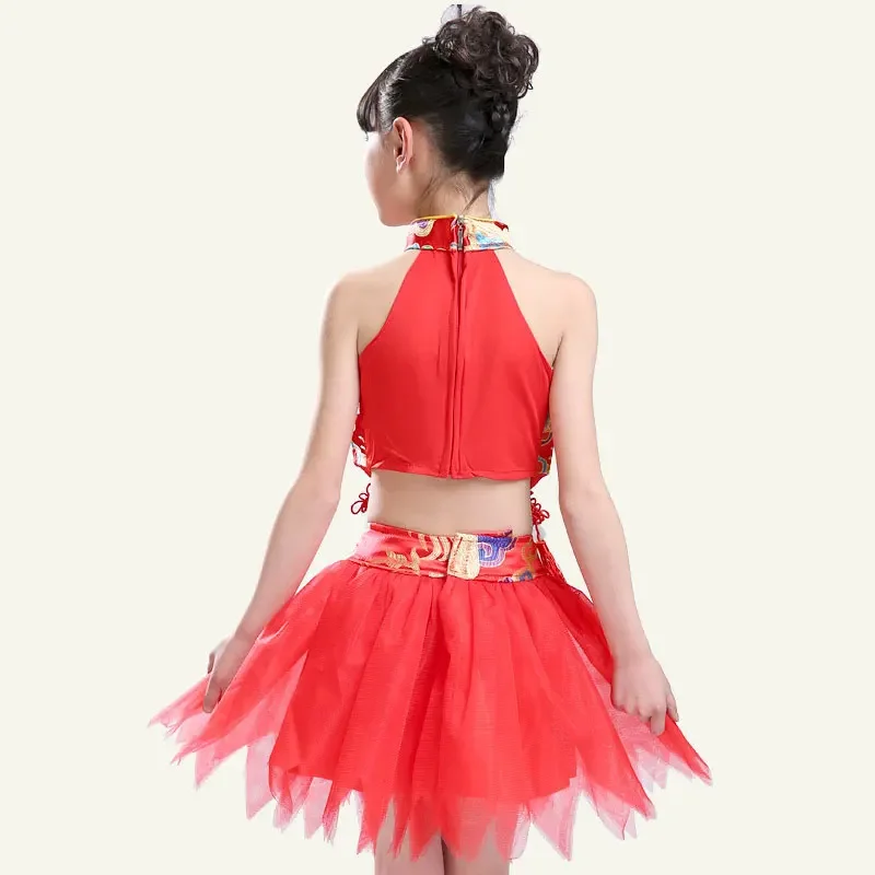 Novas crianças crianças lantejoulas pena franja palco desempenho competição traje de dança de salão vestido de dança latina para meninas