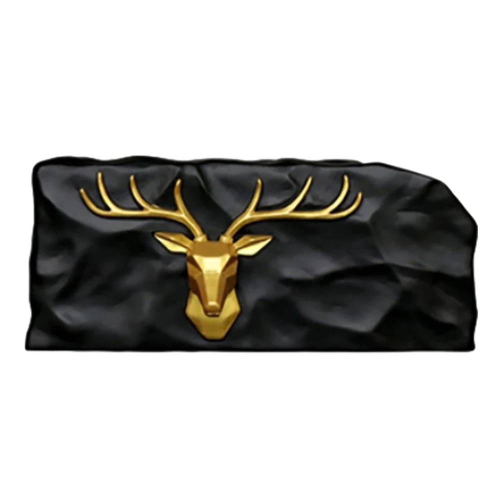 

European Resin Golden Deer Head Tissue Box Elk Pen Holder Desktop Napkin Storage Tissue Box for Offices Living Room A