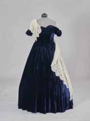 Cosplaydiy Scarlett O Hara Costume Gone With the Wind Blue Velvet Portrait Gown 1860s Civil War Dress Costume da Belle del sud