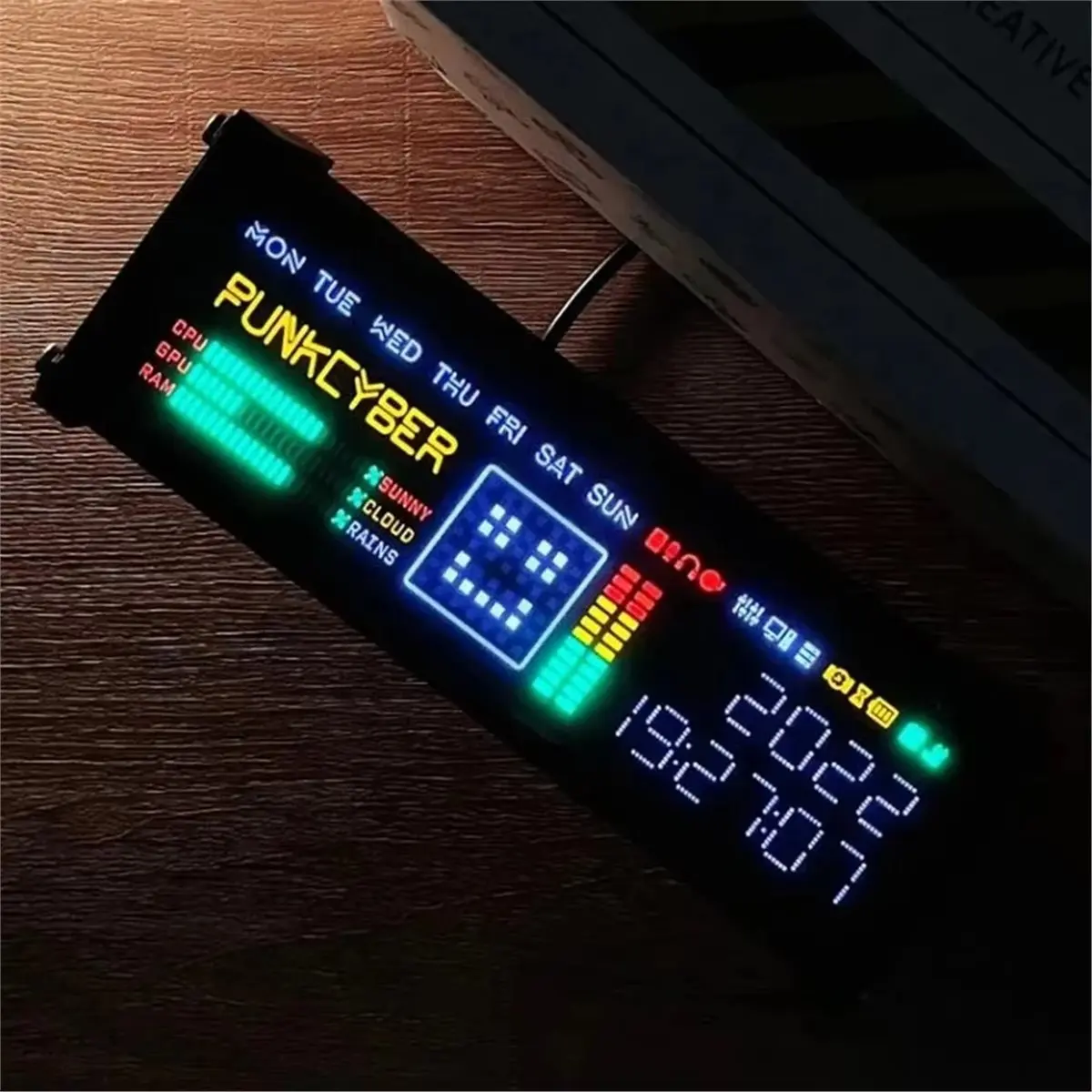 （2026 SUMMER）WFD Electronic Clock DIY Desktop Ornament Retro Fluorescent Tube LED Dot Matrix Clock Gift