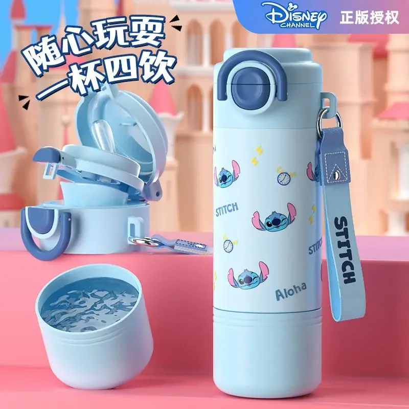 Tasse à eau isotherme en acier inoxydable avec paille, motif de dessin animé créatif, Disney Lotso mignon, anti-chute portable, nouveau point de soupière