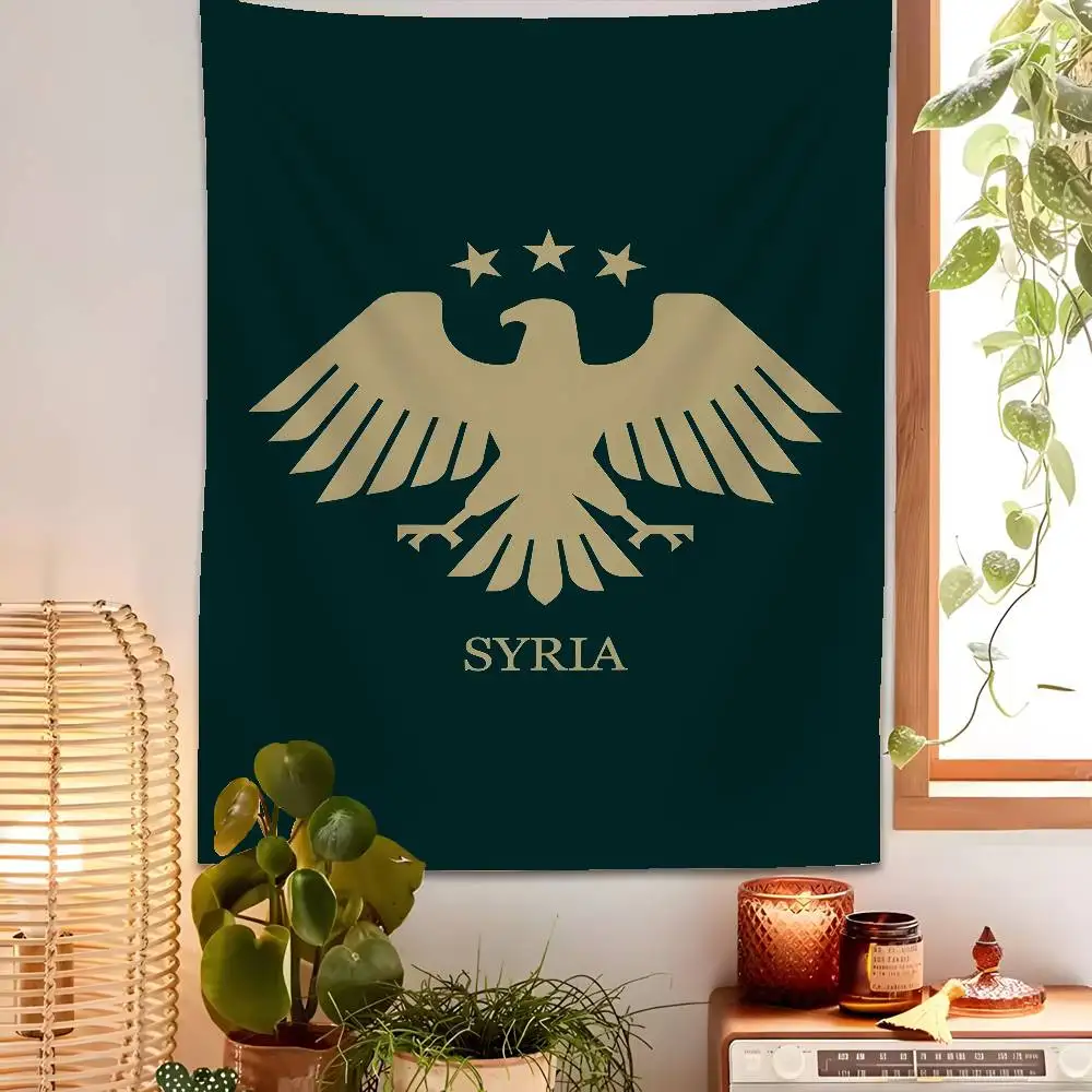 

Fashion Syrian Typical Eagle Tapestry Bedroom Living Bar Garden Outdoor Microfiber Festival Decoration Background Art Banner